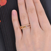 Rainbow Gold Ring Women Fashion Colorful Band Jewelry Gift 6-10 Sizes Ring - 10