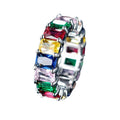 Rainbow Zircon Gemstone Ring Women's Stainless Steel Colourful Ring Size 6-10 - Silver-Multicolor-9 V528-LK67-WHITE-9-917302
