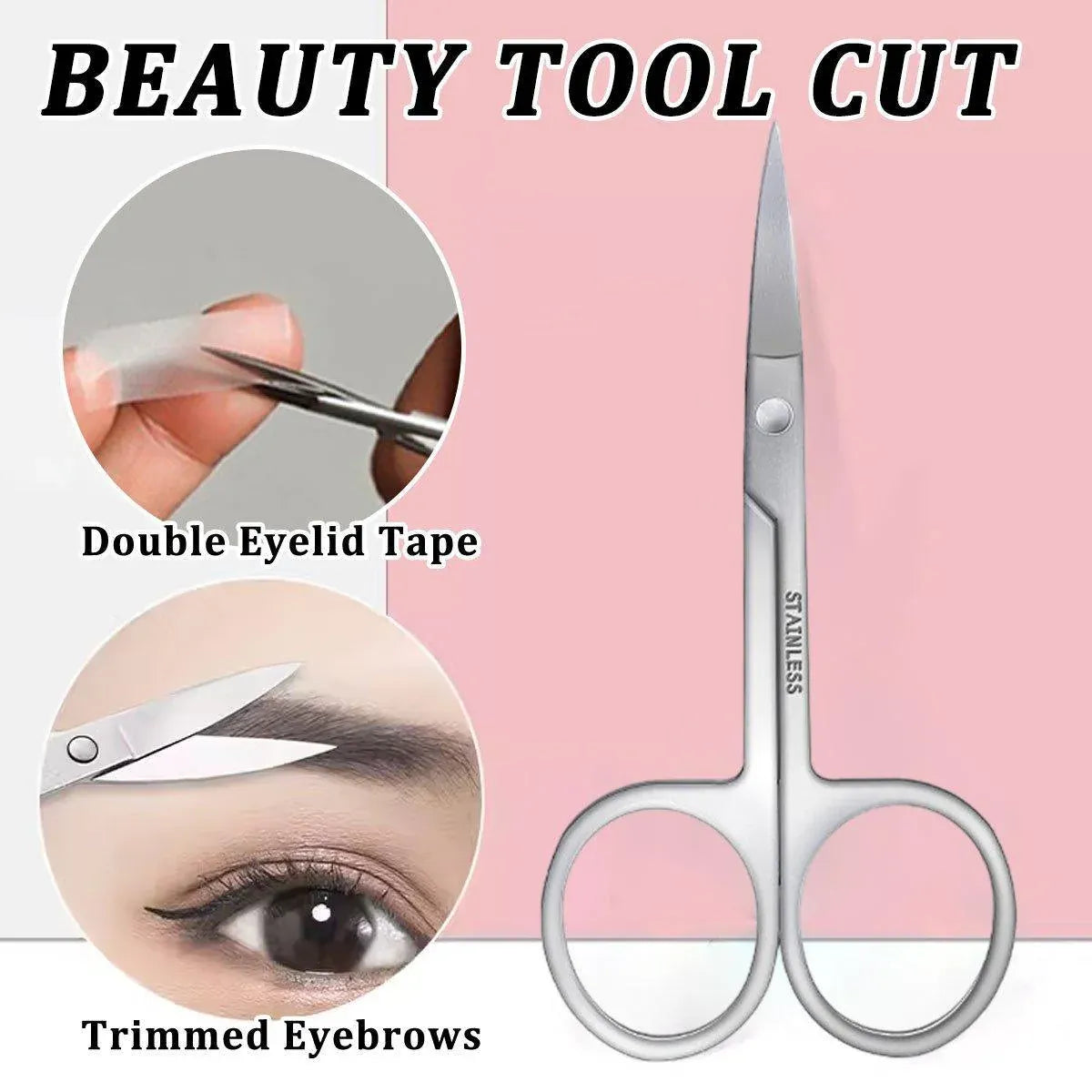 Eyebrow Trimming Scissors Eyelash Nose Hair Cutter Manicure Tweezers V528-LML-A0402-343687