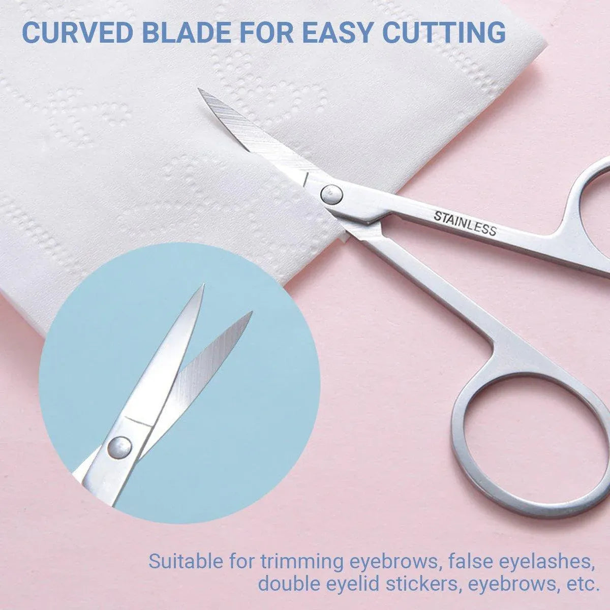 Eyebrow Trimming Scissors Eyelash Nose Hair Cutter Manicure Tweezers V528-LML-A0402-343687