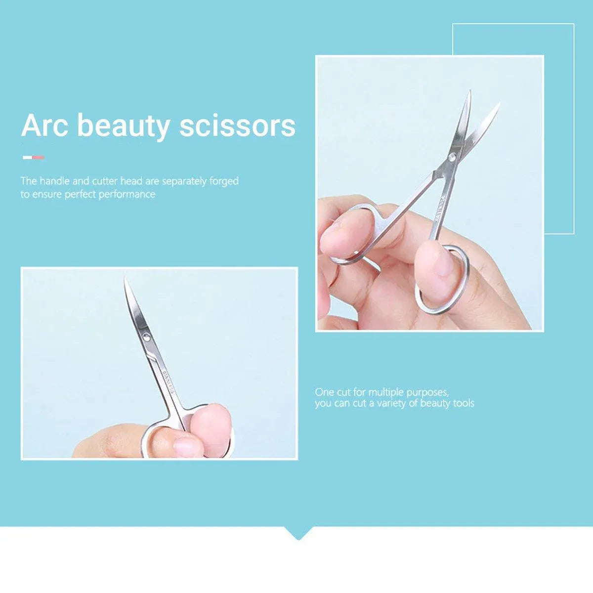 Eyebrow Trimming Scissors Eyelash Nose Hair Cutter Manicure Tweezers V528-LML-A0402-343687