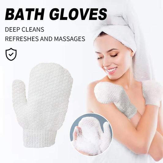 Bath Gloves Exfoliating Scrubbing Mitt Shower Cleaning Body Wash Supplies V528-LML-C167-WHITE-463676