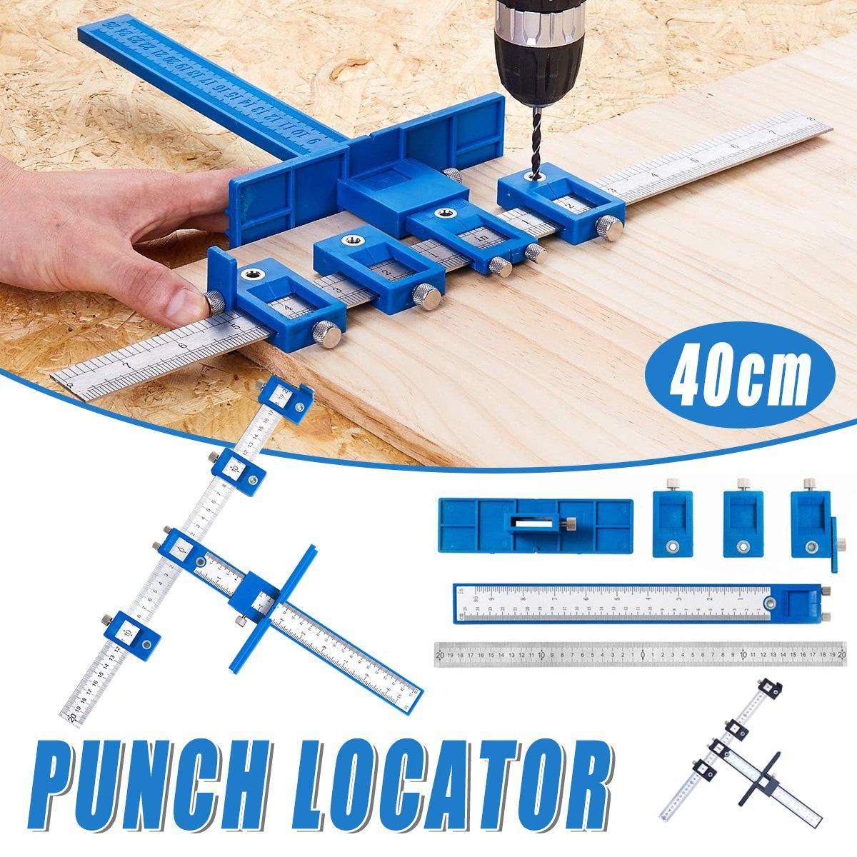Furniture Carpentry Drill Guide Punch Locator Woodworking Hole Locator Ruler - Black V528-LOCALIZER-BLACK-607199