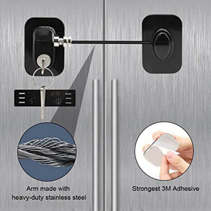 Refrigerator Lock with Keys for Fridge Cabinet Window Door and Drawer Latch Use - Black V528-LOCK-BLACK-528741