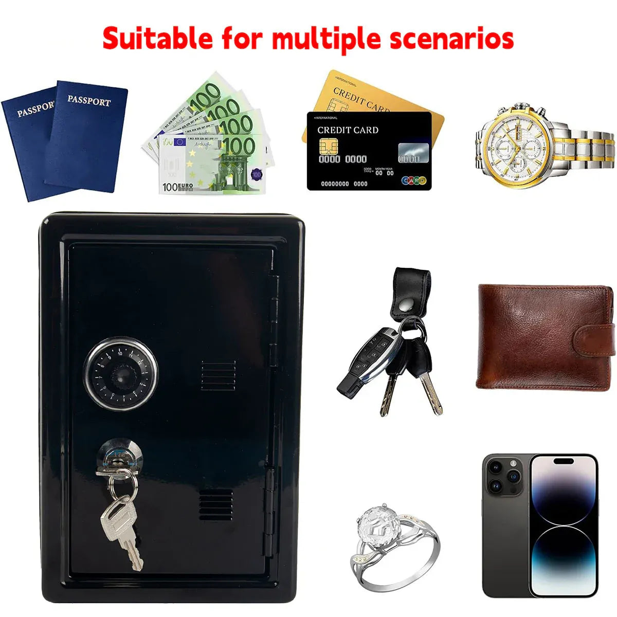 Piggy Bank Safe Cash Register Box Small Household Money Storage Safe V528-LOCK-BOX-BLACK-505821