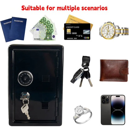 Piggy Bank Safe Cash Register Box Small Household Money Storage Safe V528-LOCK-BOX-BLACK-505821