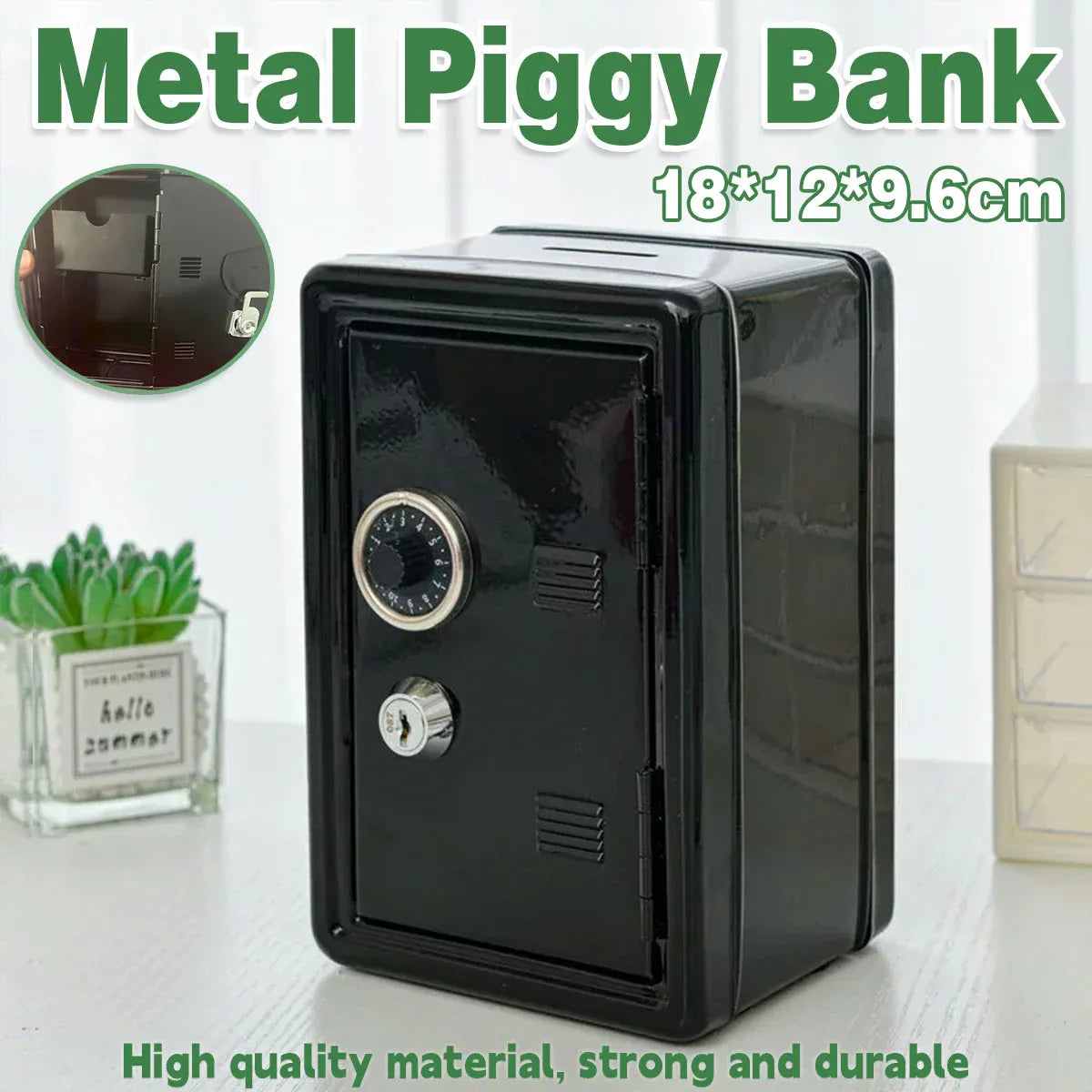 Piggy Bank Safe Cash Register Box Small Household Money Storage Safe V528-LOCK-BOX-BLACK-505821