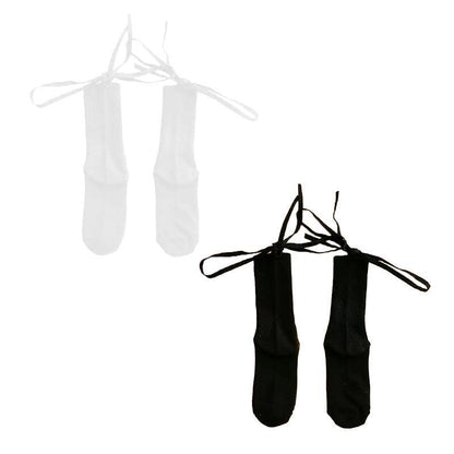 Cross-Tie Women Lolita Socks Bandage Stockings Korean Style Middle Tube Socks - White+Black V528-LOLITASOCK-WHITEBLACK-657631