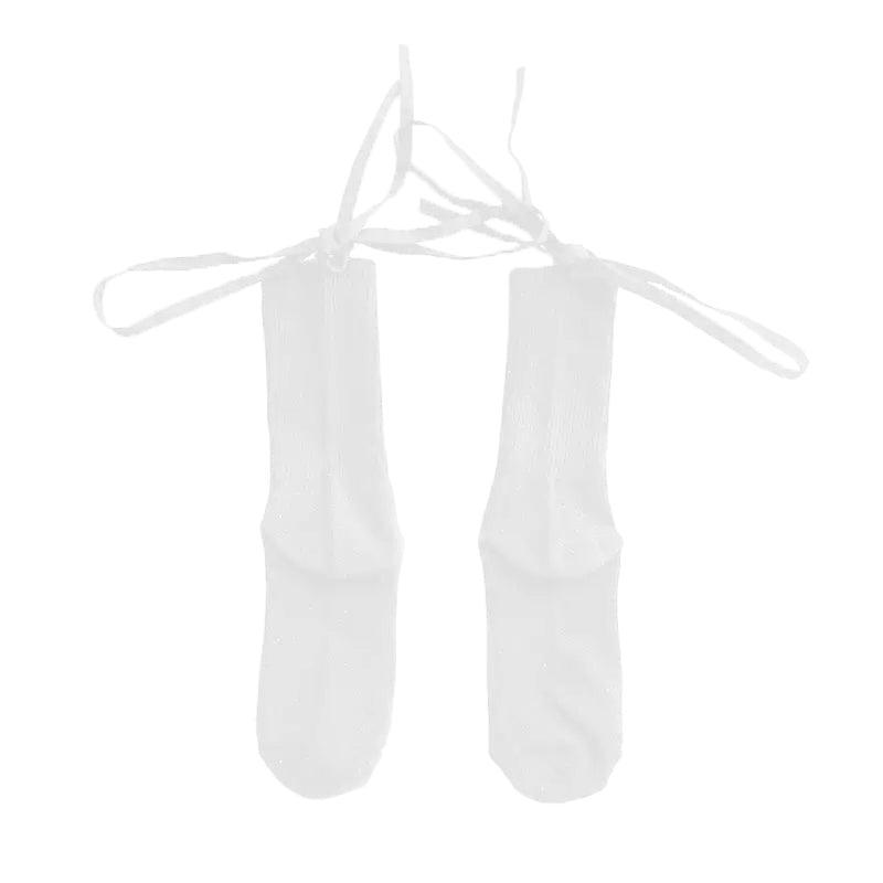 Cross-Tie Women Lolita Socks Bandage Stockings Korean Style Middle Tube Socks - White+White V528-LOLITASOCK-WHITEWHITE-974127