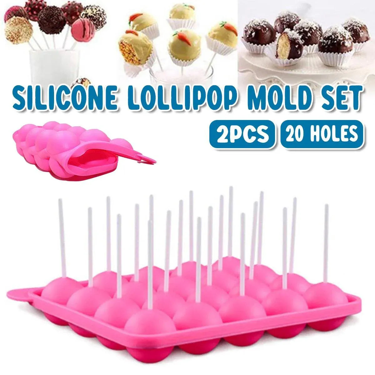 2pcs 20 Holes Round Silicone Moulds for Lollipop Candy Making Baking Tools V528-LOLLIPOP-MOLD-2PCS-652114
