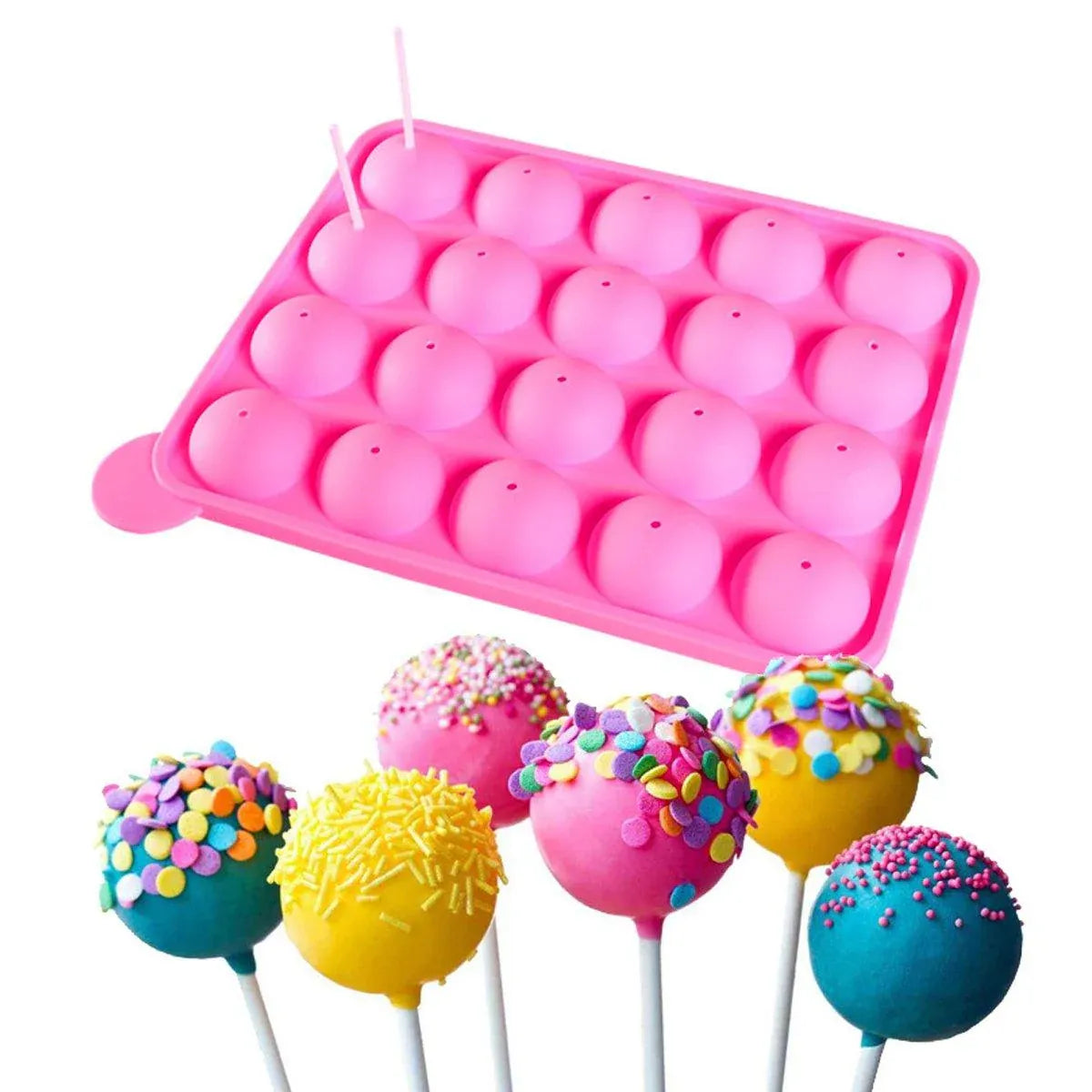 2pcs 20 Holes Round Silicone Moulds for Lollipop Candy Making Baking Tools V528-LOLLIPOP-MOLD-2PCS-652114
