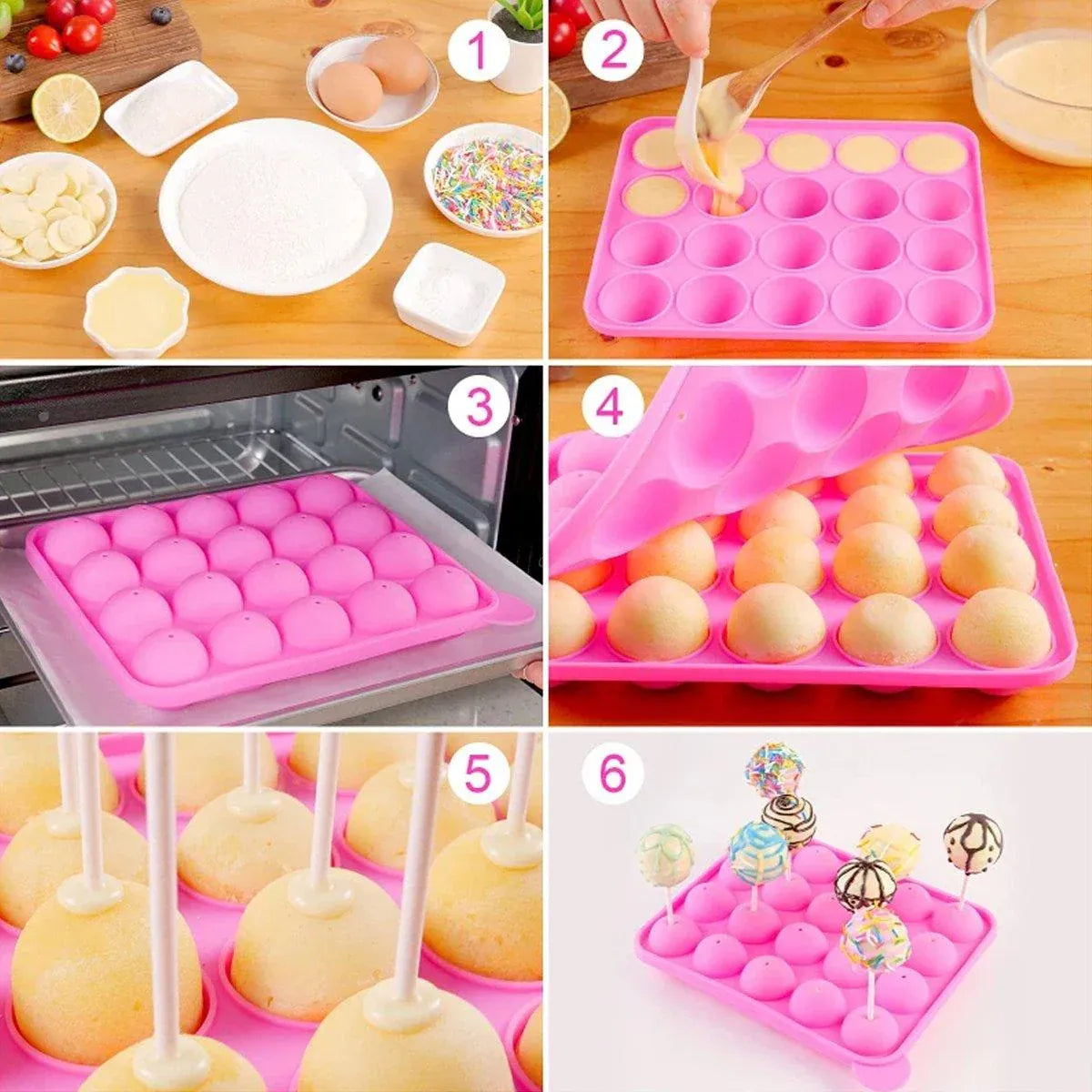 2pcs 20 Holes Round Silicone Moulds for Lollipop Candy Making Baking Tools V528-LOLLIPOP-MOLD-2PCS-652114