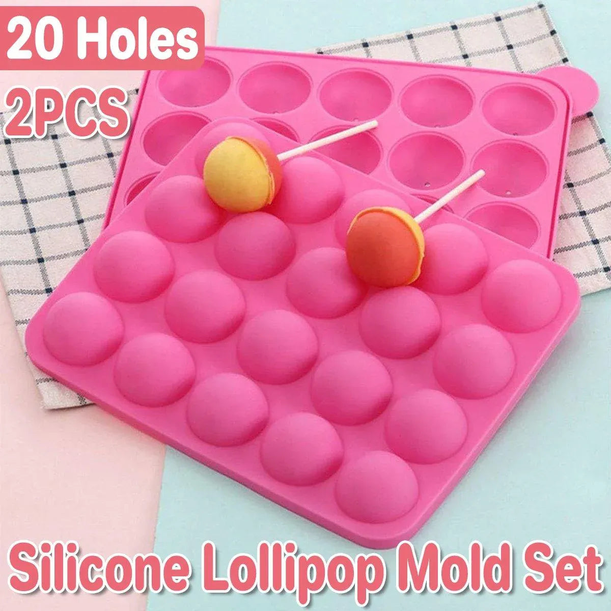 2pcs 20 Holes Round Silicone Moulds for Lollipop Candy Making Baking Tools V528-LOLLIPOP-MOLD-2PCS-652114