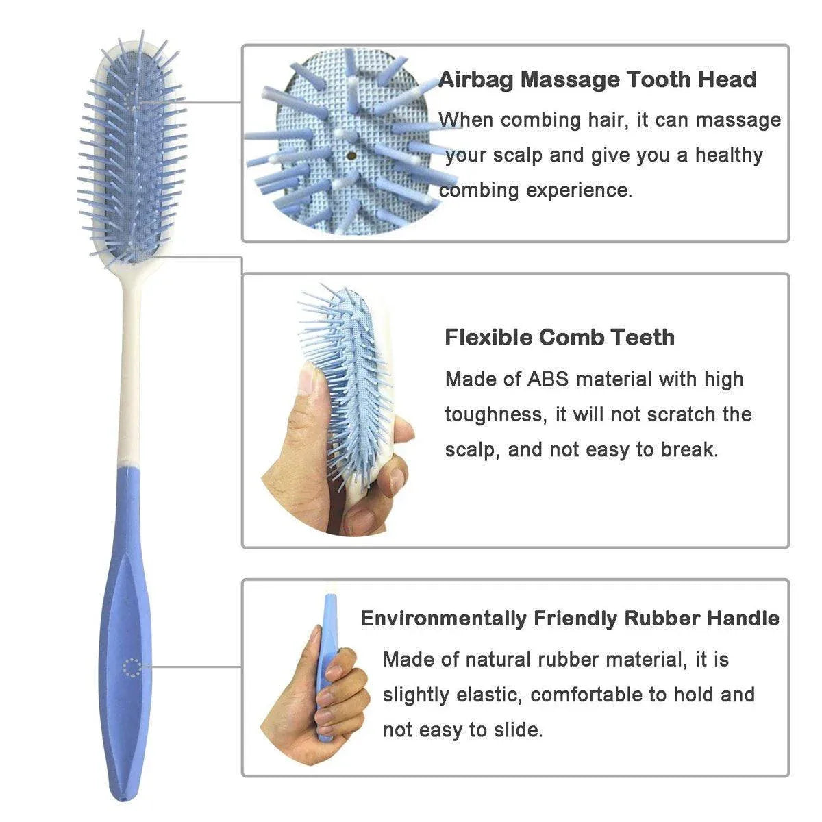 Extra Long Handle Comb Teeth and Brush for Elderly Easy Grip Hair Care Tool V528-LONG-COMB-446571
