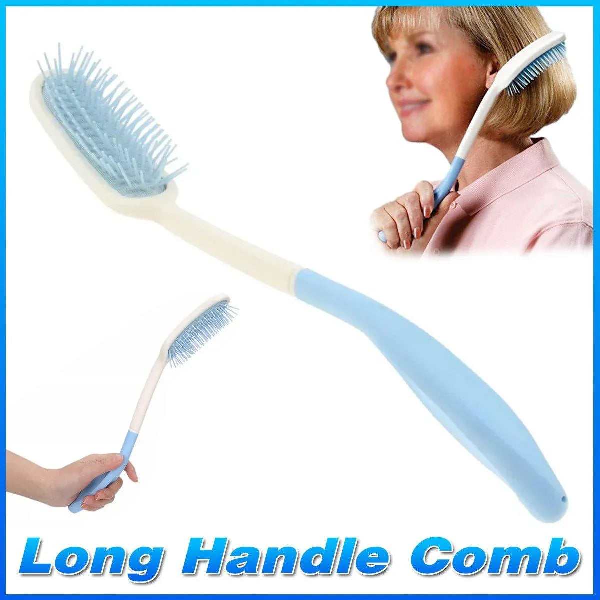 Extra Long Handle Comb Teeth and Brush for Elderly Easy Grip Hair Care Tool V528-LONG-COMB-446571