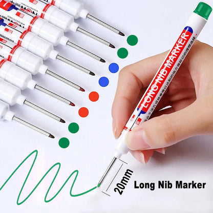 6Pcs Long Head Deep Hole Long Nosed Marker Multifunction Marker Deep Drill Hol V528-LONGHEADMARKER-6PCS-707145