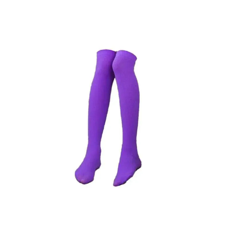 Womens Girls Long Socks Over Knee Thigh High Stockings Hosiery Tights Pantyhose - Purple V528-LONGSOCKS-PURPLE-522786