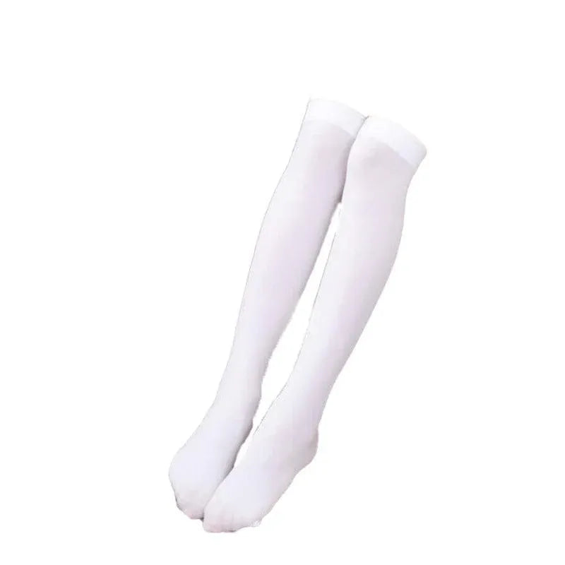 Womens Girls Long Socks Over Knee Thigh High Stockings Hosiery Tights Pantyhose - White V528-LONGSOCKS-WHITE-407680