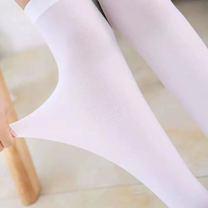 Womens Girls Long Socks Over Knee Thigh High Stockings Hosiery Tights Pantyhose - White V528-LONGSOCKS-WHITE-407680