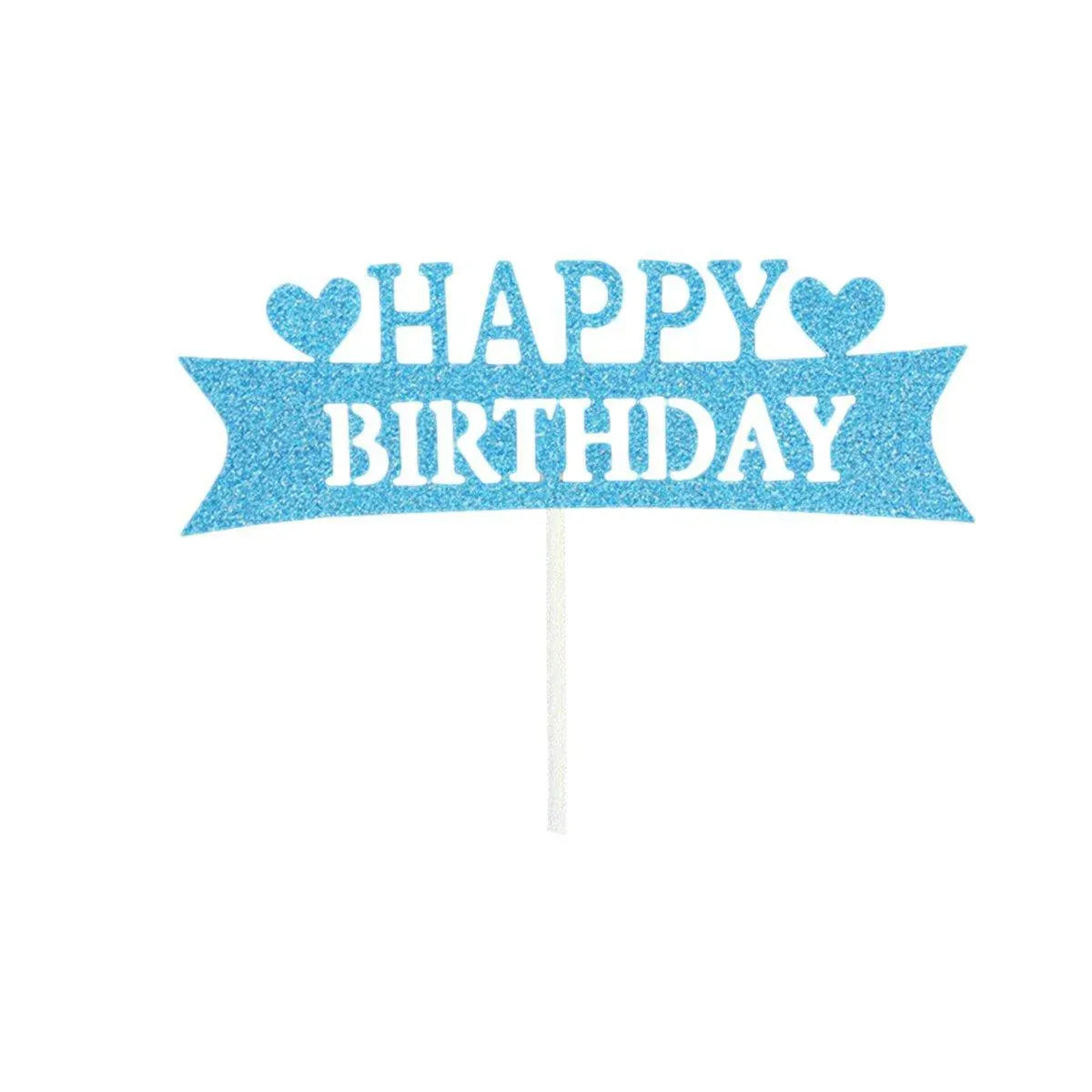 Happy Birthday Cake Topper Colour Printed Acrylic Party Decorations - Blue-Long Strip V528-LONGSTRIP-BLUE-472959