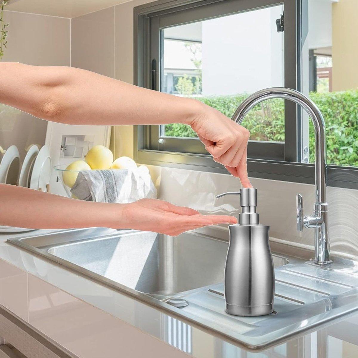 304 Household Stainless Steel Liquid Soap Lotion Shampoo Dispenser Bottle 400ML V528-LOTION-BOTTLE-400ML-593125
