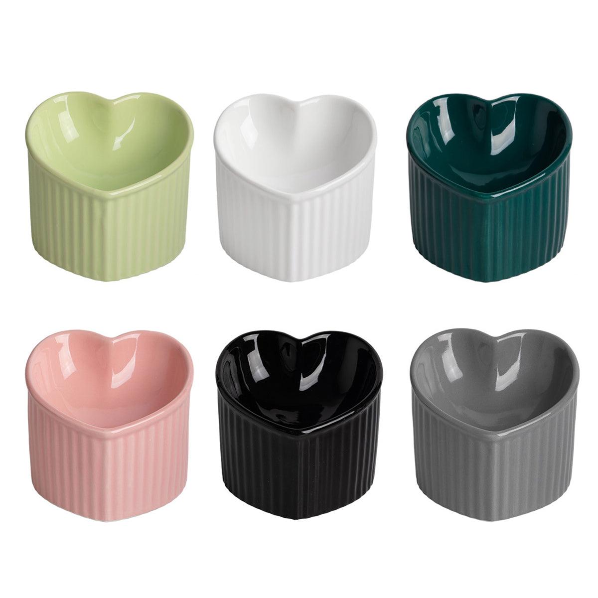 Love Shape Slanted Cat Bowl Ceramic Pet Bowl for Cats Food Water Feeding Dish - Green V528-LOVE-CAT-BOWL-GREEN-388186