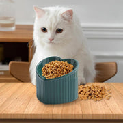 Love Shape Slanted Cat Bowl Ceramic Pet Bowl for Cats Food Water Feeding Dish - Green V528-LOVE-CAT-BOWL-GREEN-388186