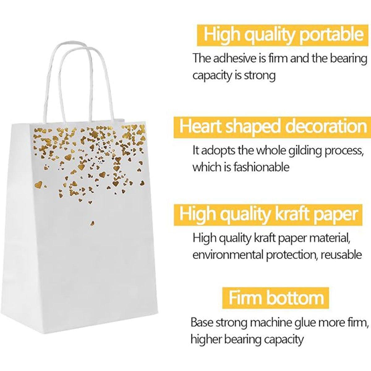 30PCS Kraft Paper Gift Bags Small Love Candy Bags Gold Foil Wedding Party Favors - White-Rainbow Foil V528-LOVE-GIFT-BAG-30PCS-04-863553