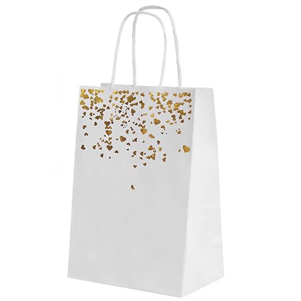 30PCS Kraft Paper Gift Bags Small Love Candy Bags Gold Foil Wedding Party Favors - White-Rainbow Foil V528-LOVE-GIFT-BAG-30PCS-04-863553