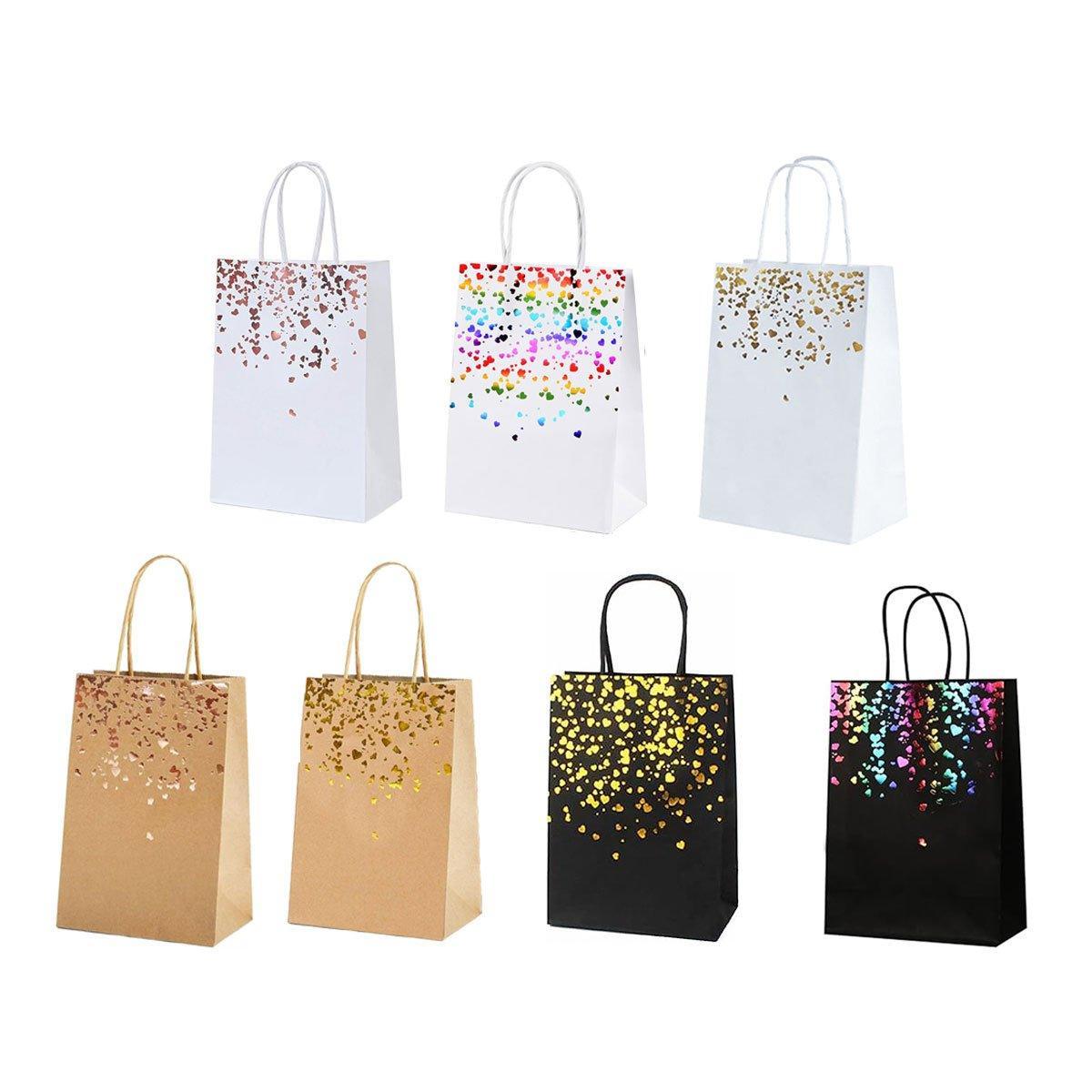 30PCS Kraft Paper Gift Bags Small Love Candy Bags Gold Foil Wedding Party Favors - White-Gold Foil V528-LOVE-GIFT-BAG-30PCS-05-426350