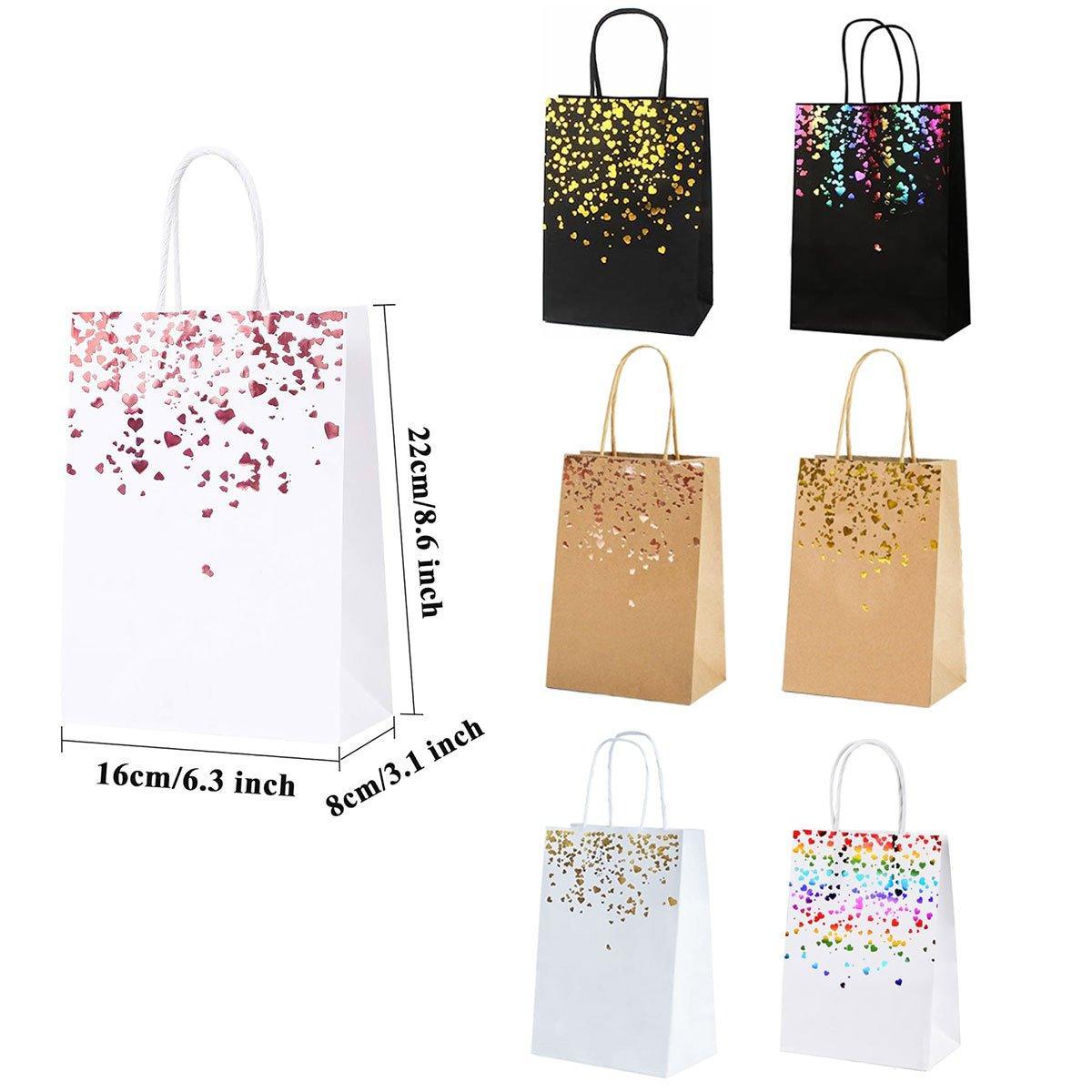 30PCS Kraft Paper Gift Bags Small Love Candy Bags Gold Foil Wedding Party Favors - White-Gold Foil V528-LOVE-GIFT-BAG-30PCS-05-426350