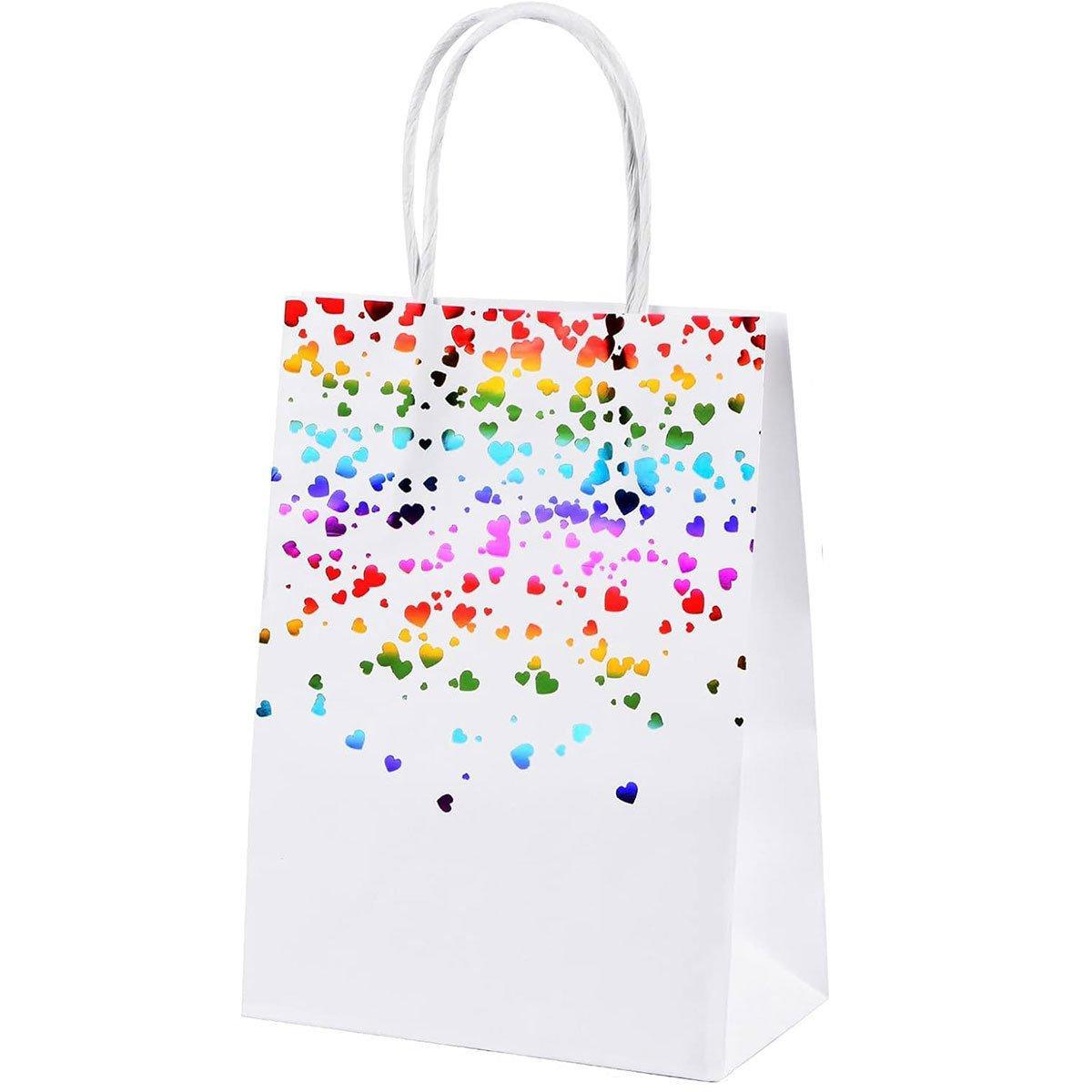 30PCS Kraft Paper Gift Bags Small Love Candy Bags Gold Foil Wedding Party Favors - White-Gold Foil V528-LOVE-GIFT-BAG-30PCS-05-426350