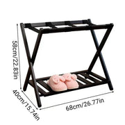 Foldable Bamboo Luggage Rack Hotel Room Portable Suitcase Holder Travel Rack V528-LR-BLACK-68-40-58-589160