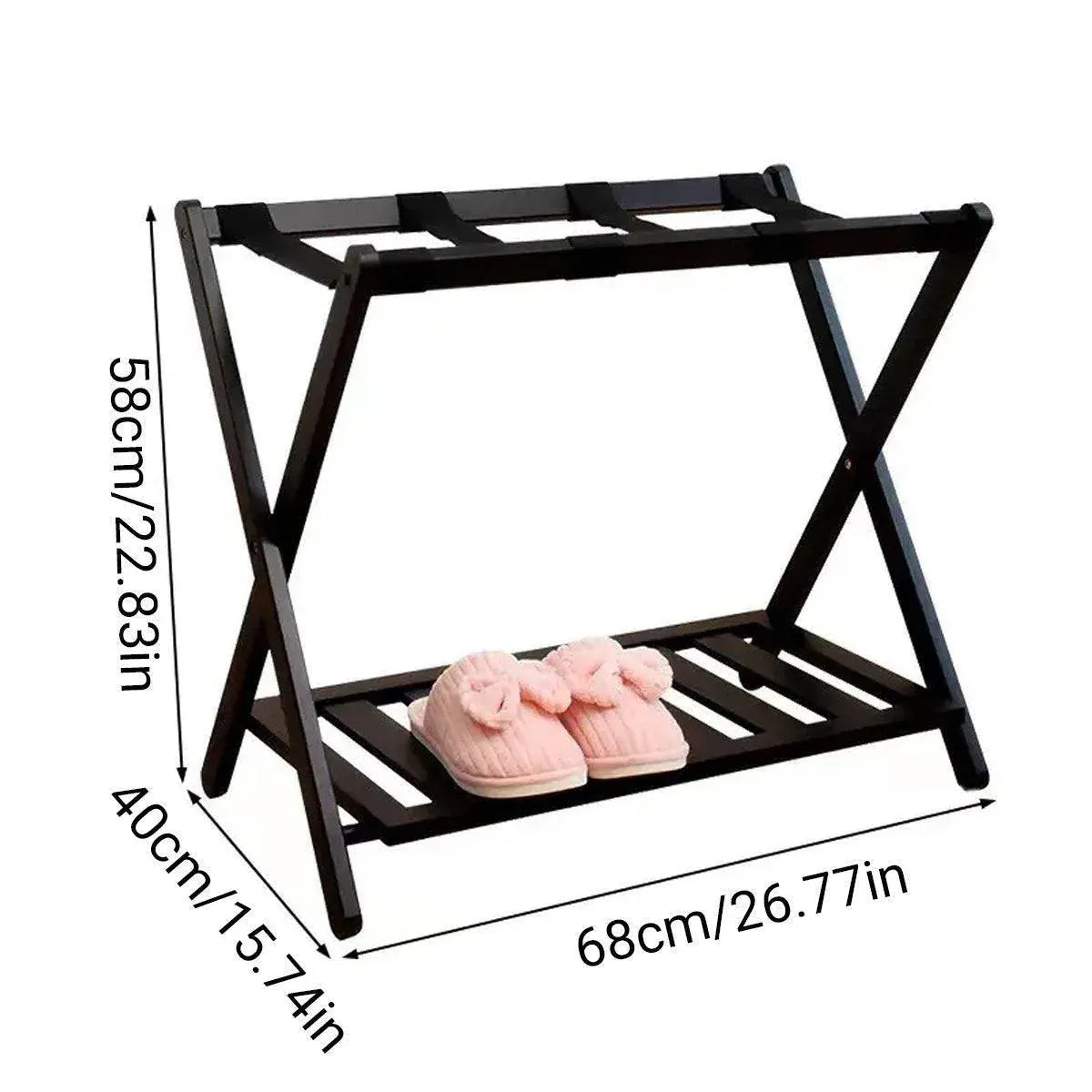 Foldable Bamboo Luggage Rack Hotel Room Portable Suitcase Holder Travel Rack V528-LR-BLACK-68-40-58-589160