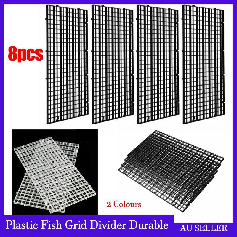 8Pcs Plastic Fish Grid Divider Durable Holder Fish Tank Tray Egg Crate Aquarium - White V528-LSOLATIONBOARD-WHITE-8PCS-84396