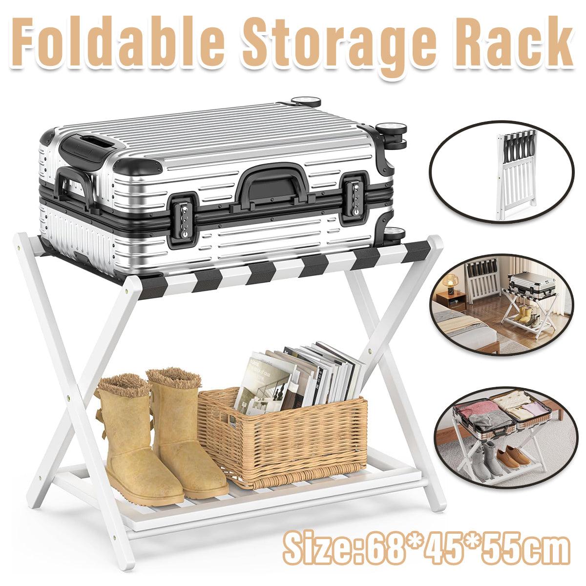 Foldable Luggage Rack Stand Portable Black Storage Shelf for Bedroom Travel V528-LUGGAGE-RACK-WHITE-741112