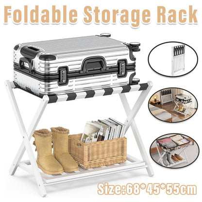 Foldable Luggage Rack Stand Portable Black Storage Shelf for Bedroom Travel V528-LUGGAGE-RACK-WHITE-741112