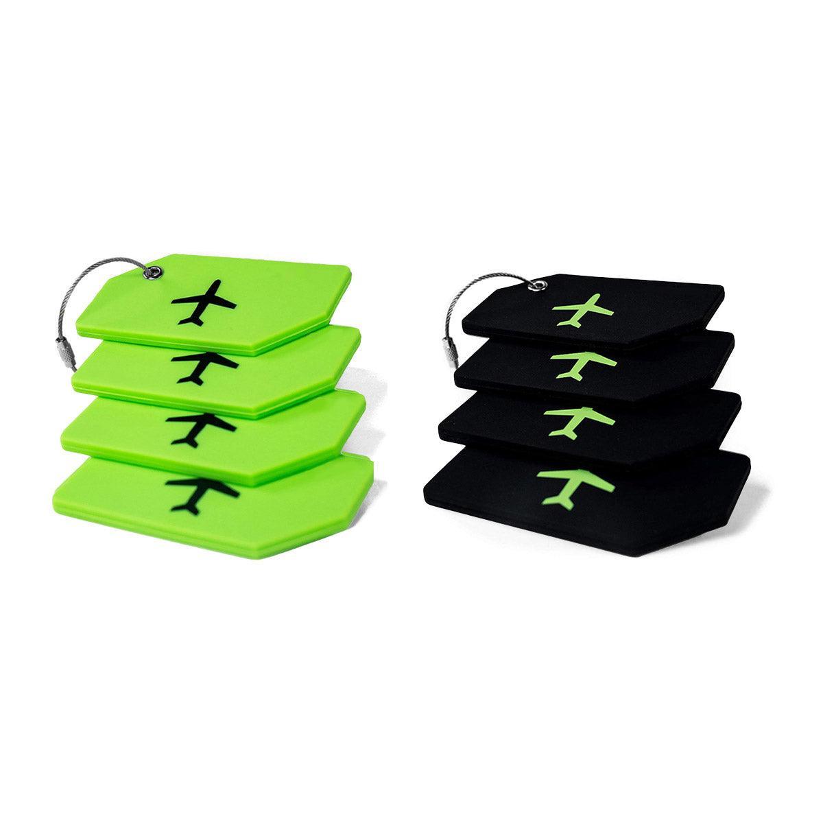 5PCS High-Quality Silicone Luggage Tags Name Address Boarding Pass Travel ID - Black V528-LUGGAGE-TAG-BLACK-5PCS-886871