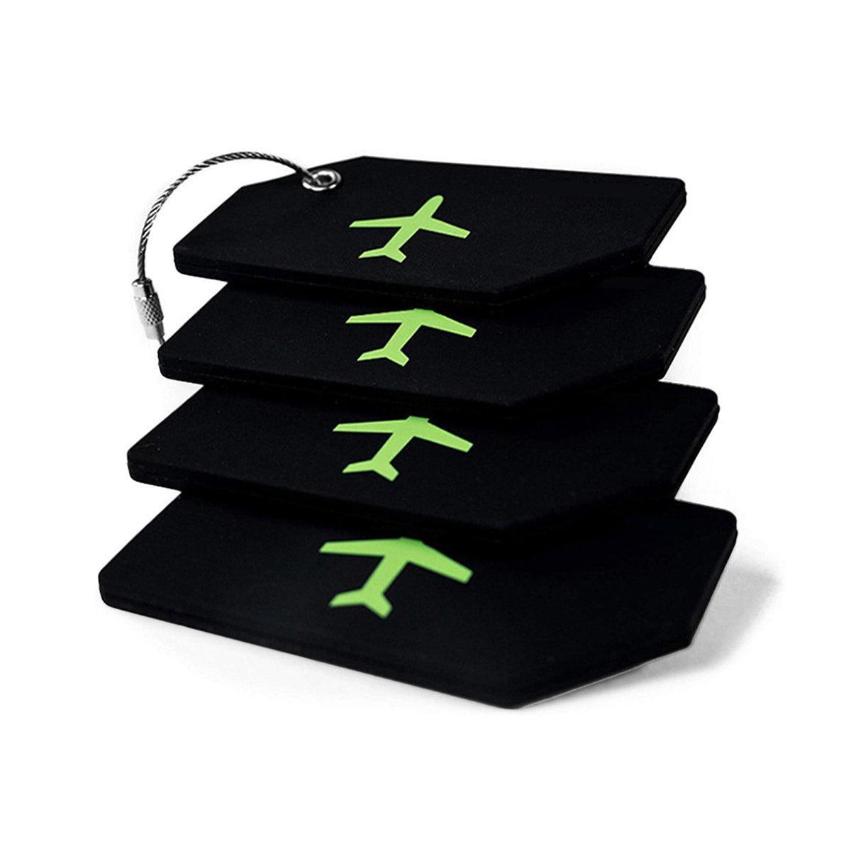 5PCS High-Quality Silicone Luggage Tags Name Address Boarding Pass Travel ID - Black V528-LUGGAGE-TAG-BLACK-5PCS-886871