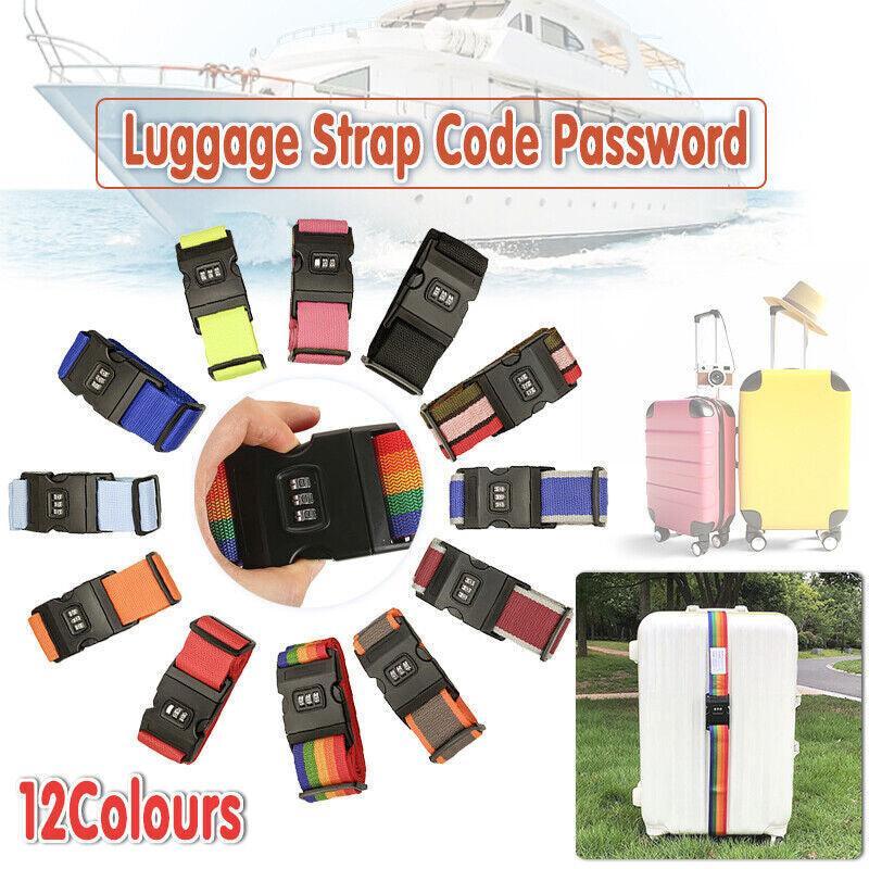 Luggage Strap Code Password Travel Suitcase Secure Lock Safe Nylon Packing Belt - Rose Red V528-LUGGAGESTRAP-PINK-163746