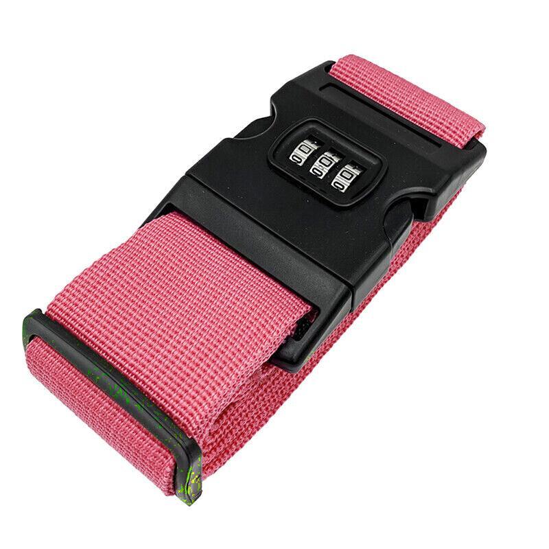 Luggage Strap Code Password Travel Suitcase Secure Lock Safe Nylon Packing Belt - Rose Red V528-LUGGAGESTRAP-PINK-163746