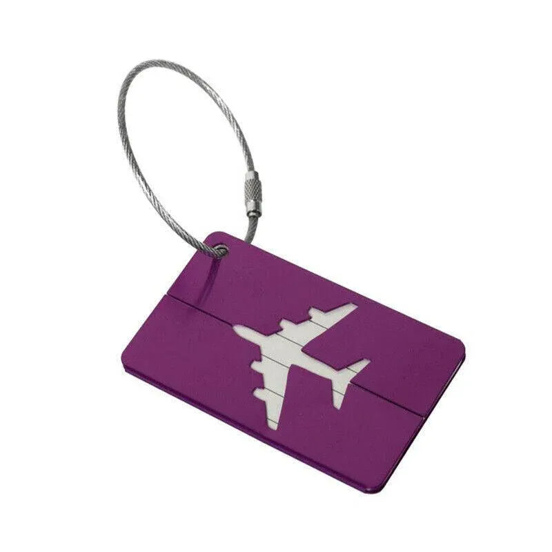Luggage Tag Aluminum Travel Baggage Suitcase Identity Address Name Label Cards - Purple V528-LUGGAGETAG-PURPLE-755867