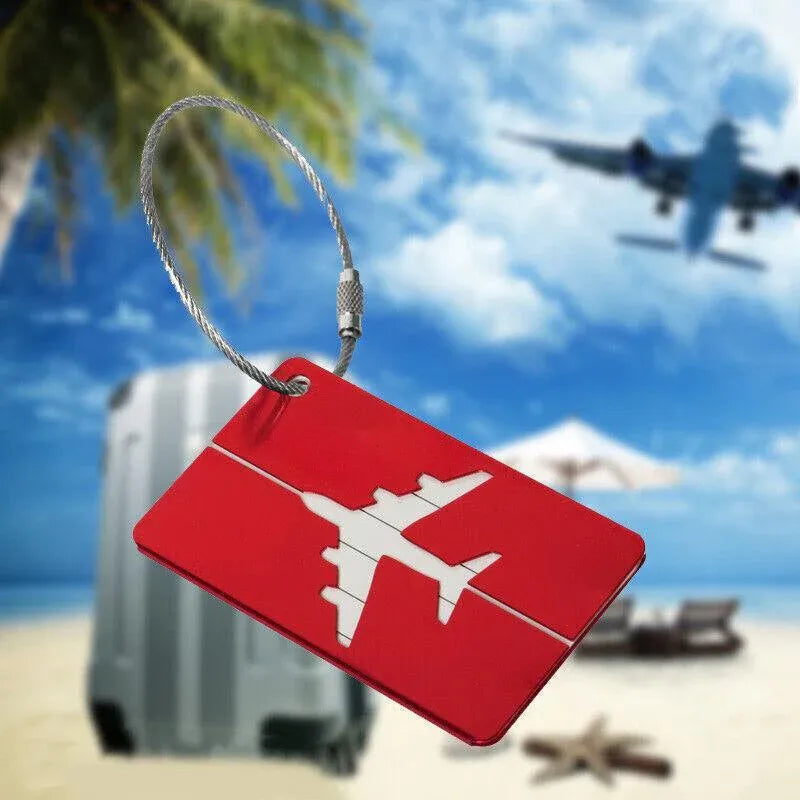 Luggage Tag Aluminum Travel Baggage Suitcase Identity Address Name Label Cards - Silver V528-LUGGAGETAG-SILVER-206696
