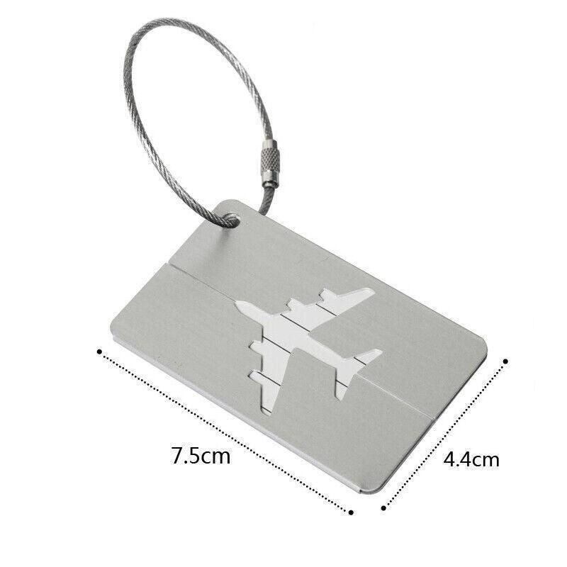 Luggage Tag Aluminum Travel Baggage Suitcase Identity Address Name Label Cards - Silver V528-LUGGAGETAG-SILVER-206696