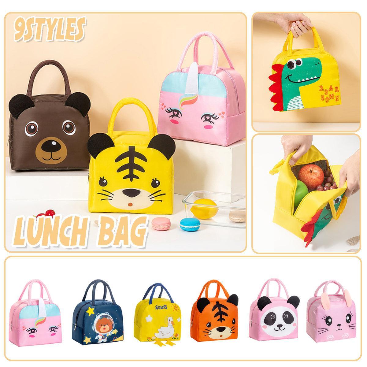 3D Bento Lunch Bag Cartoon Handbag Insulated Food Box Bag for Students LunchTote - Pink Panda V528-LUNCH-BAG-FSXM-539652