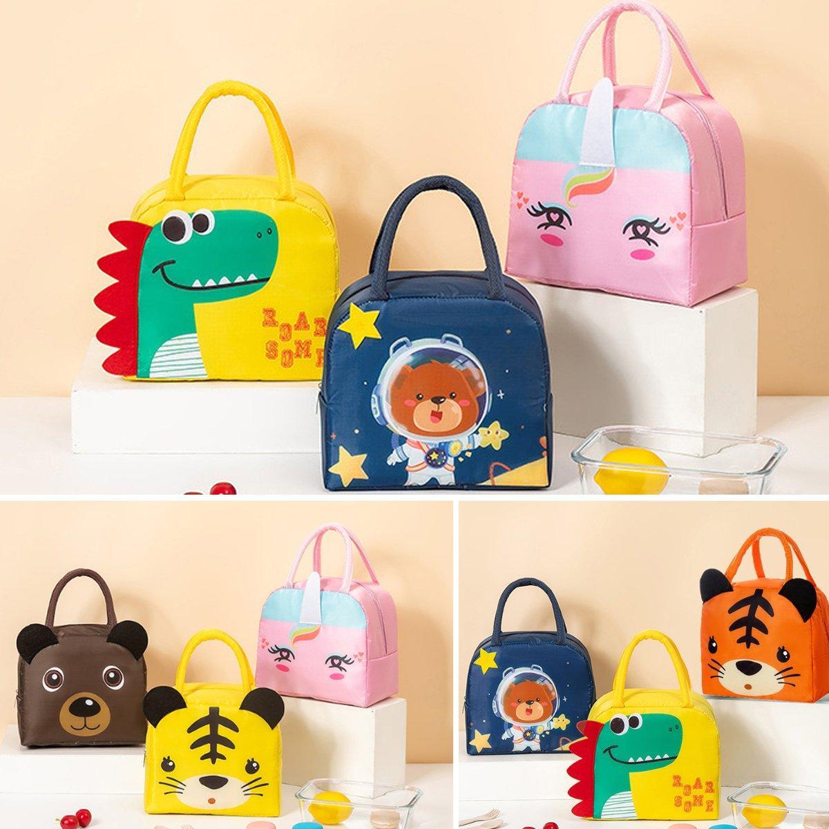 3D Bento Lunch Bag Cartoon Handbag Insulated Food Box Bag for Students LunchTote - Pink Panda V528-LUNCH-BAG-FSXM-539652