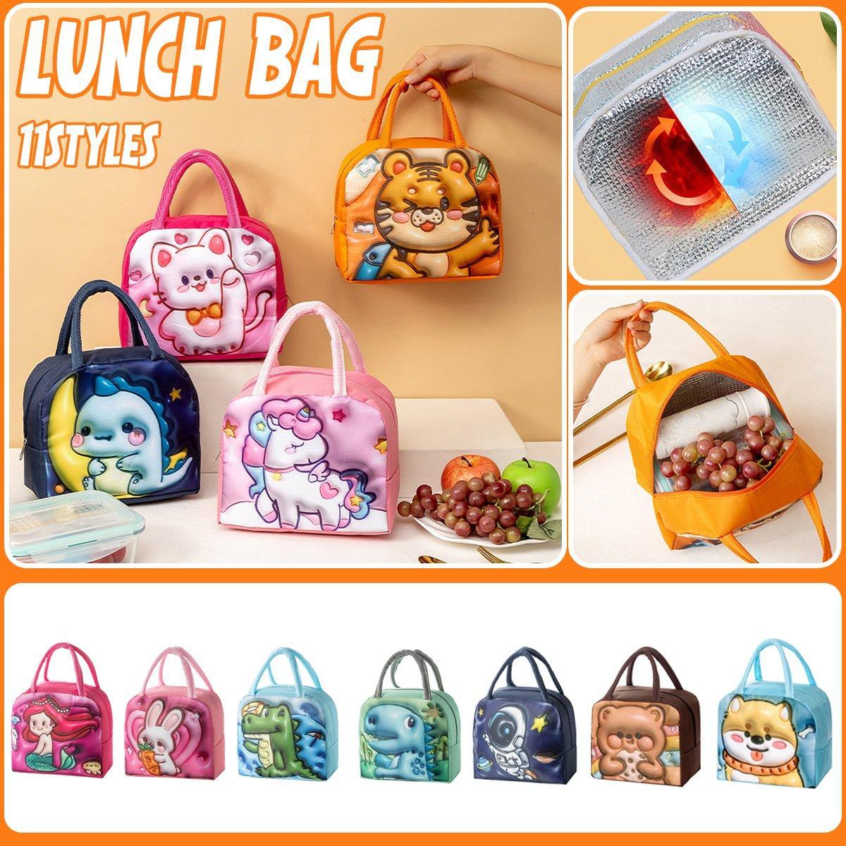 Cute 3D Cartoon Insulated Lunch Bag Oxford Fabric Bento Tote for School Use - Blue Puppy V528-LUNCH-BAG-LSXG-645033