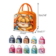 Cute 3D Cartoon Insulated Lunch Bag Oxford Fabric Bento Tote for School Use - Navy Blue Dinosaur V528-LUNCH-BAG-ZQKL-388455