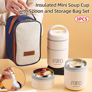 3pcs Insulated Lunch Box Soup Container Portable Breakfast Food Storage Box Set V528-LUNCH-BOX-2-WHITE-921456