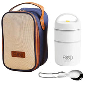 3pcs Insulated Lunch Box Soup Container Portable Breakfast Food Storage Box Set V528-LUNCH-BOX-2-WHITE-921456